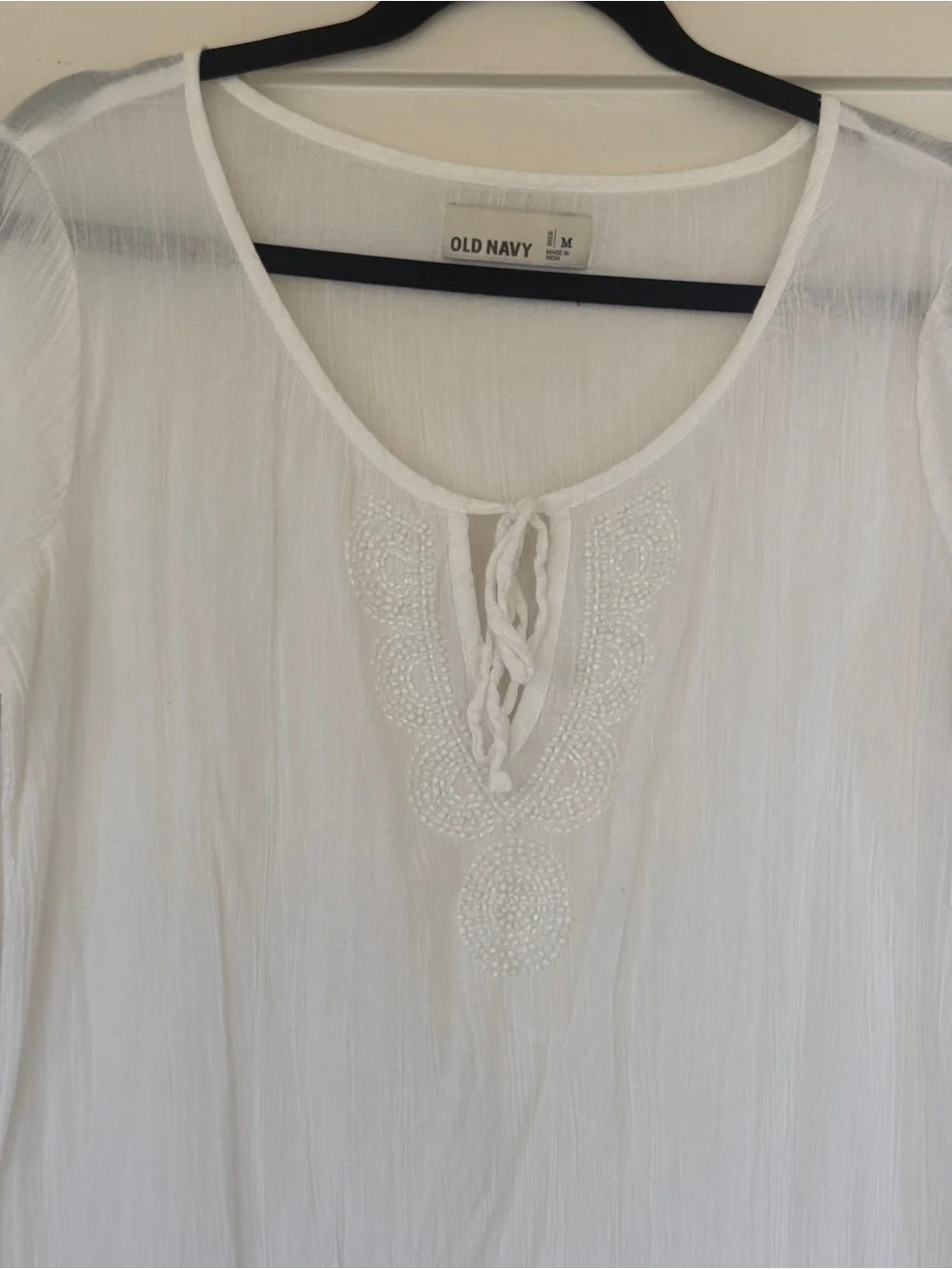 Old Navy White Long-Sleeve Dress/Swim Cover-Up
